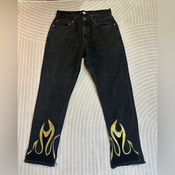 After Party Leather Flame Levi's 505 Jeans woman’s Sz 30 High Rise Vintage - Picture 4 of 11